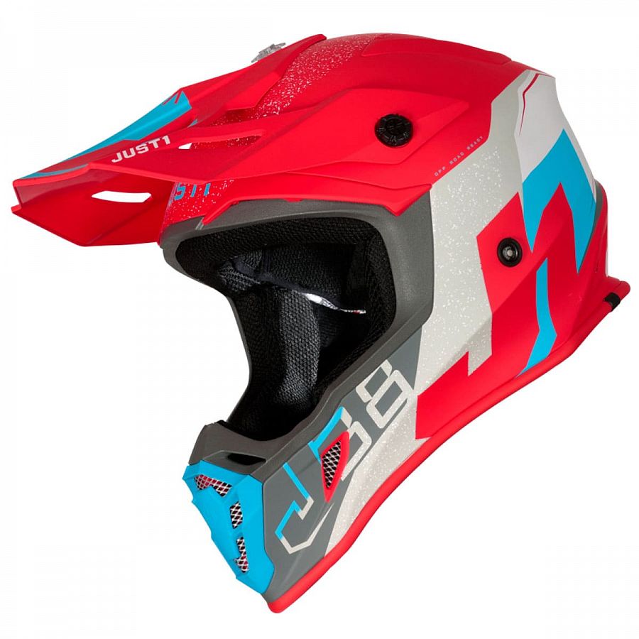 Шлем (кроссовый) JUST1 J38 Korner Hi-Vis синий/красный матовый